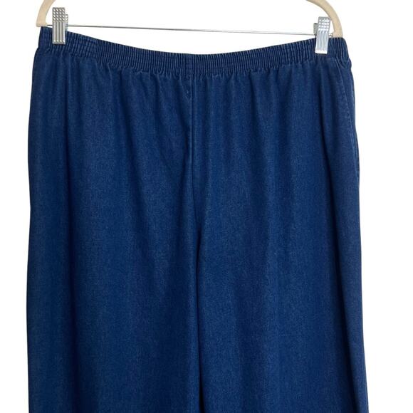 Alfred Dunner Womens Pull On Pants Size 18 Blue Denim Look Stretch Straight Leg - Picture 2 of 6